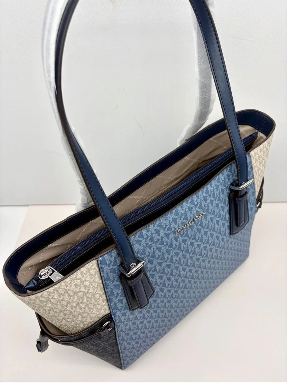 Michael Kors Voyager Color-Block Logo Tote Shoulder Bag and Matching Wallet